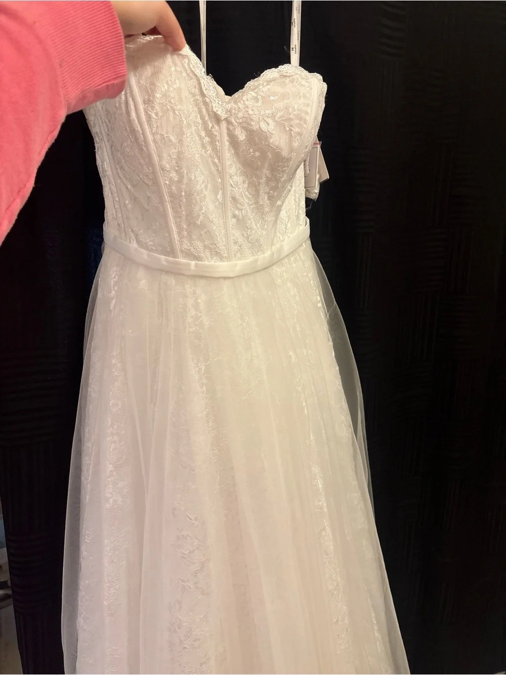 White Lace Tulle Girls' Dress with Sweetheart Bodice